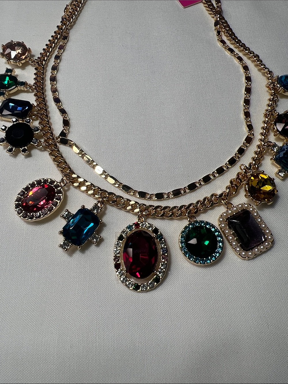 Gold Multi-Color Gemstone Statement Necklace - Unbranded - Picture 3 of 3